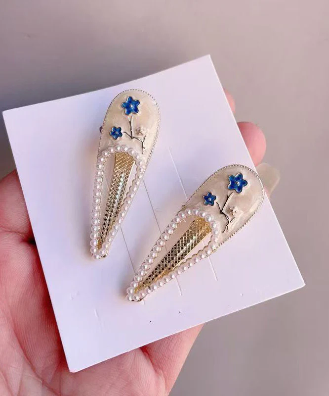 Chinese Style Beige Alloy Pearl Peach Blossom A Pair Hairpin - Image 4