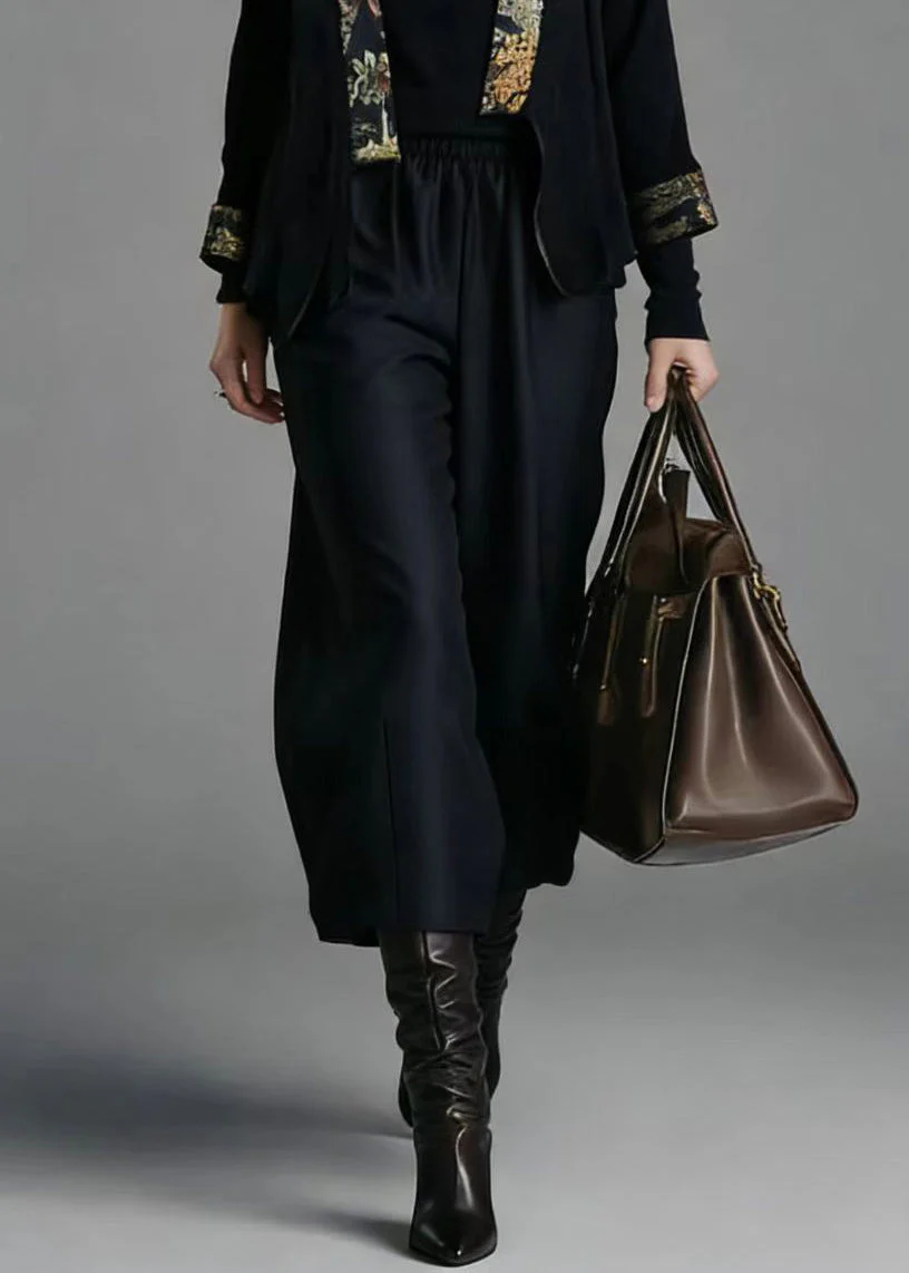Chinese Style Cardigans And Wide Leg Pants Silk Two Pieces Set Spring - Image 4