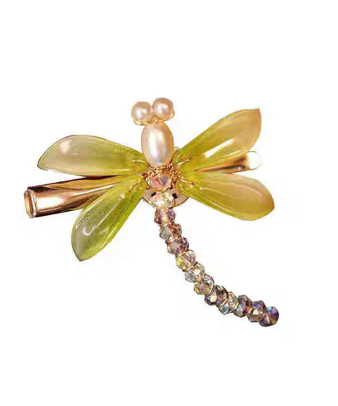 Chinese Style Light Green Colored Glaze Dragonfly A Pair Hairpin - Image 5