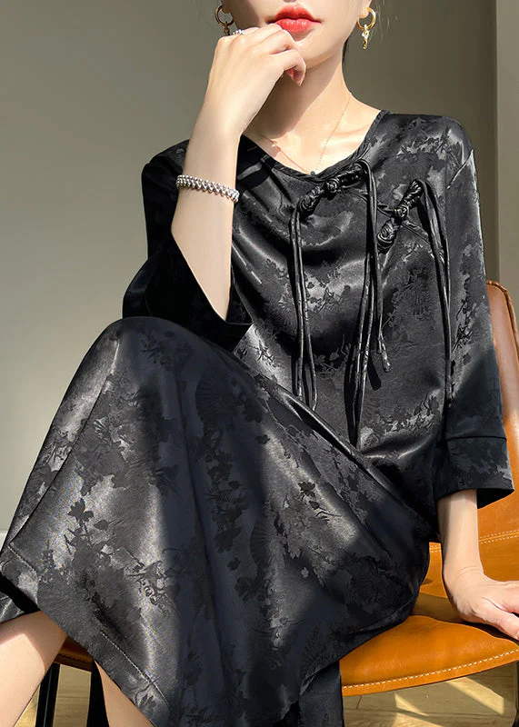 Chinese Style Pink Tasseled Jacquard Silk Dresses Bracelet Sleeve - Image 2