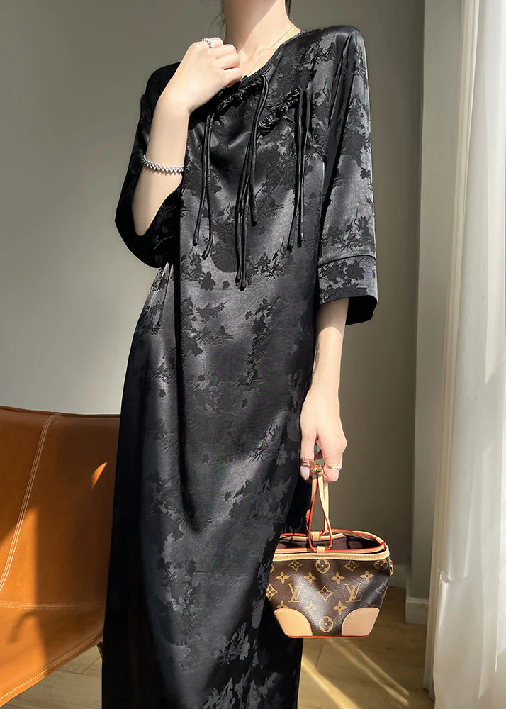 Chinese Style Pink Tasseled Jacquard Silk Dresses Bracelet Sleeve - Image 4
