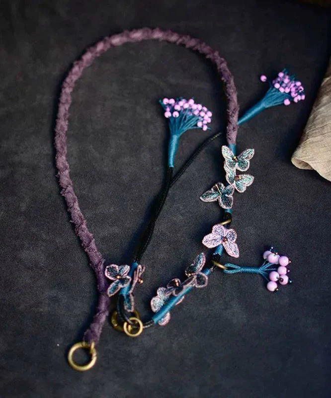 Chinese Style Purple Alloy Weave Butterfly Tassel Phone Chains - Image 4