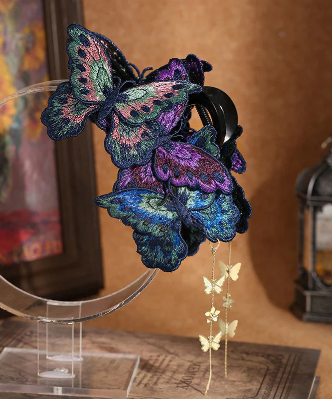 Chinese Style Rainbow Alloy Butterfly Embroidery Tassel Hairpin - Image 2