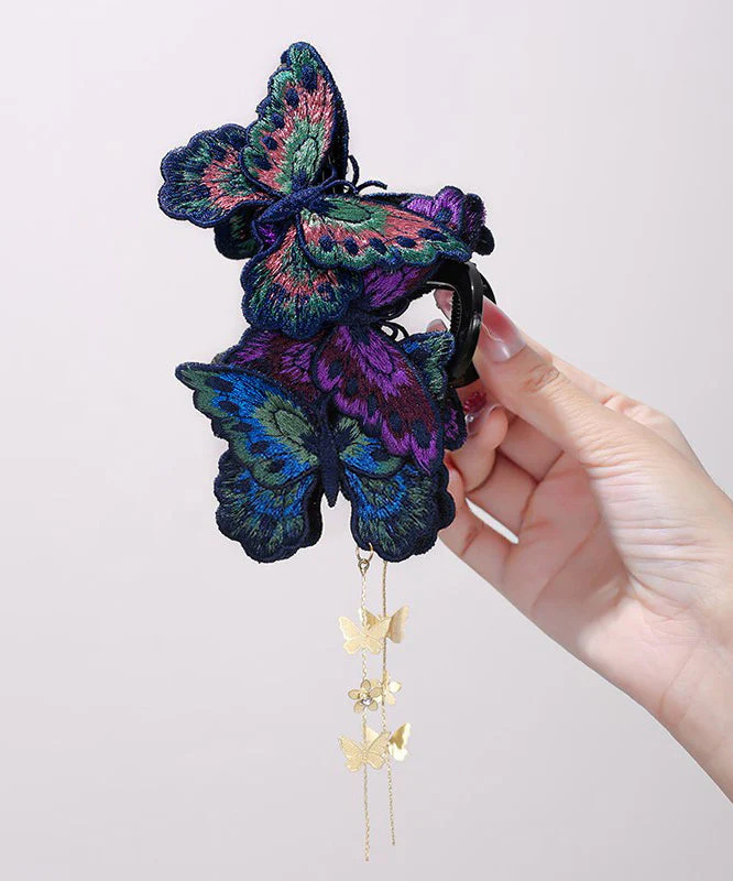 Chinese Style Rainbow Alloy Butterfly Embroidery Tassel Hairpin - Image 4