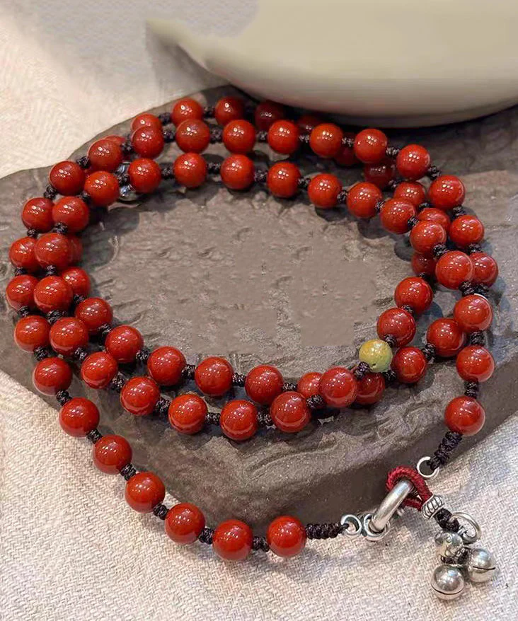 Chinese Style Red 925 Silver Calabash Bell Ball Pendant Necklace - Image 5