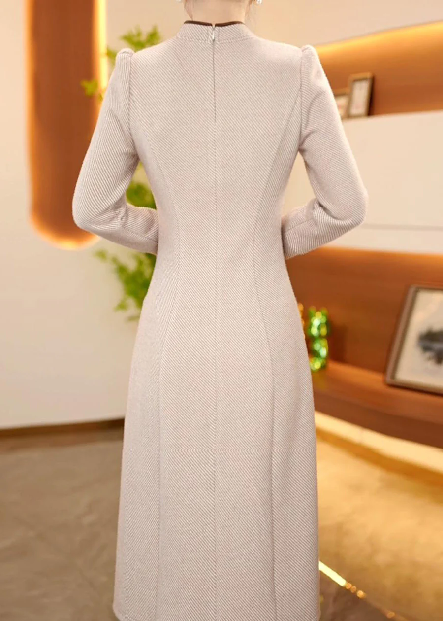 Chinese Style Stand Collar Oriental Button Cotton Long Dress Spring - Image 3