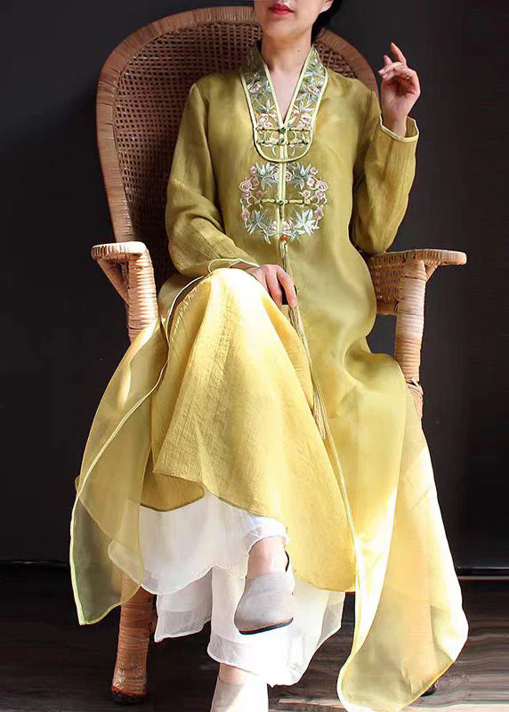 Chinese Style White Embroideried Tasseled Tulle Long Dress Spring - Image 2