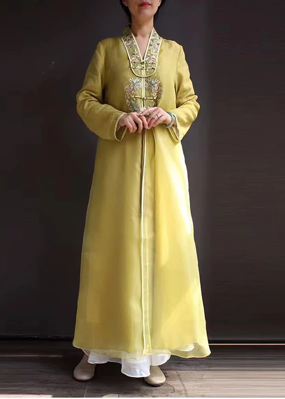 Chinese Style White Embroideried Tasseled Tulle Long Dress Spring - Image 3