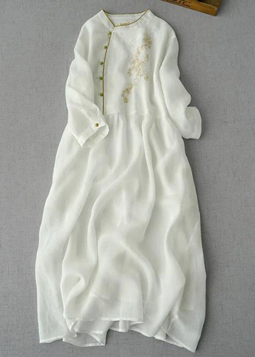 Chinese Style Yellow Embroideried Button Cotton Dress Bracelet Sleeve - Image 2