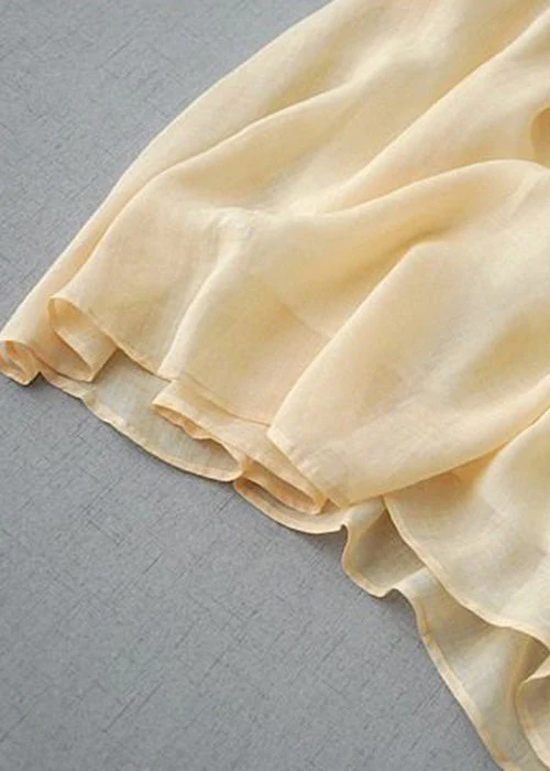 Chinese Style Yellow Embroideried Button Cotton Dress Bracelet Sleeve - Image 4