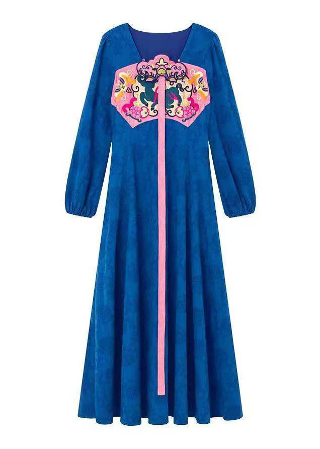 Chinese Style Yellow Square Collar Embroideried Cotton Dresses Spring - Image 4