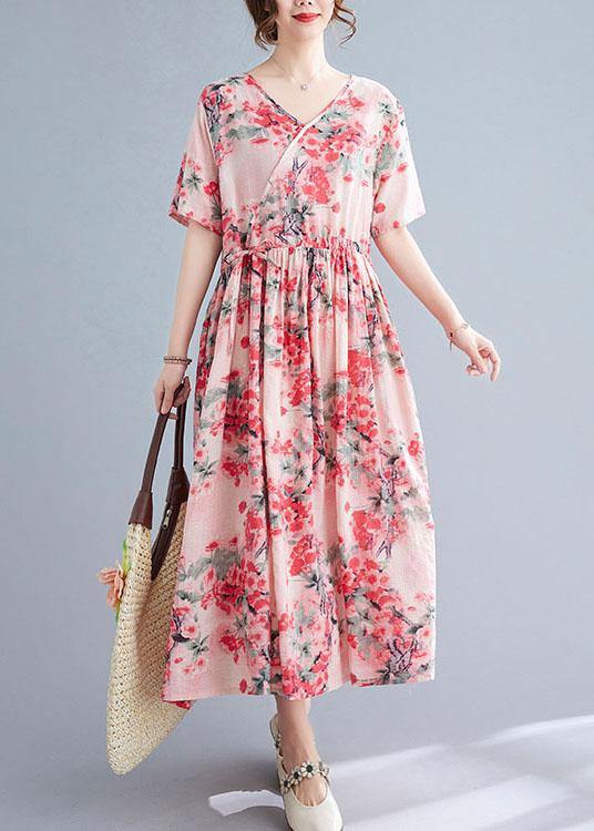 Chocolate Casual Retro Print Summer Vacation Dresses Short Sleeve - Image 2