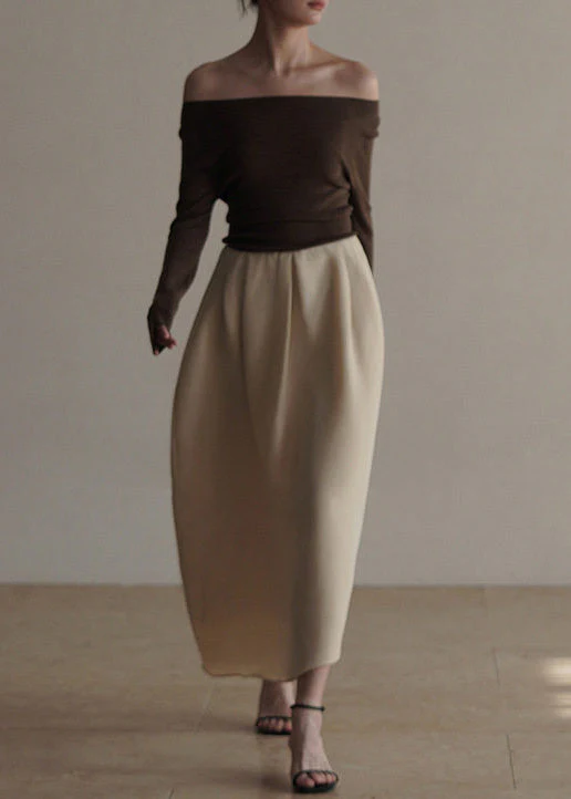 Classy Apricot Exra Large Hem Cotton Skirts Spring - Image 2