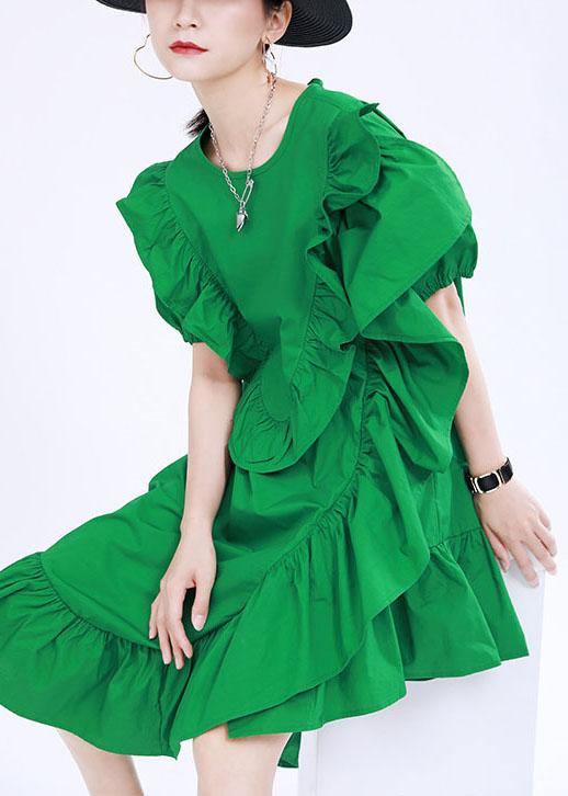 Classy Black Asymmetrical Design Ruffled Patchwork Summer Dress - Image 2