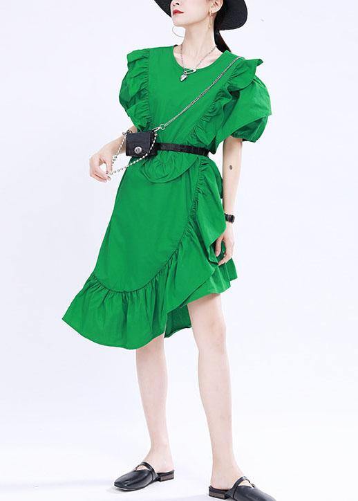 Classy Black Asymmetrical Design Ruffled Patchwork Summer Dress - Image 5