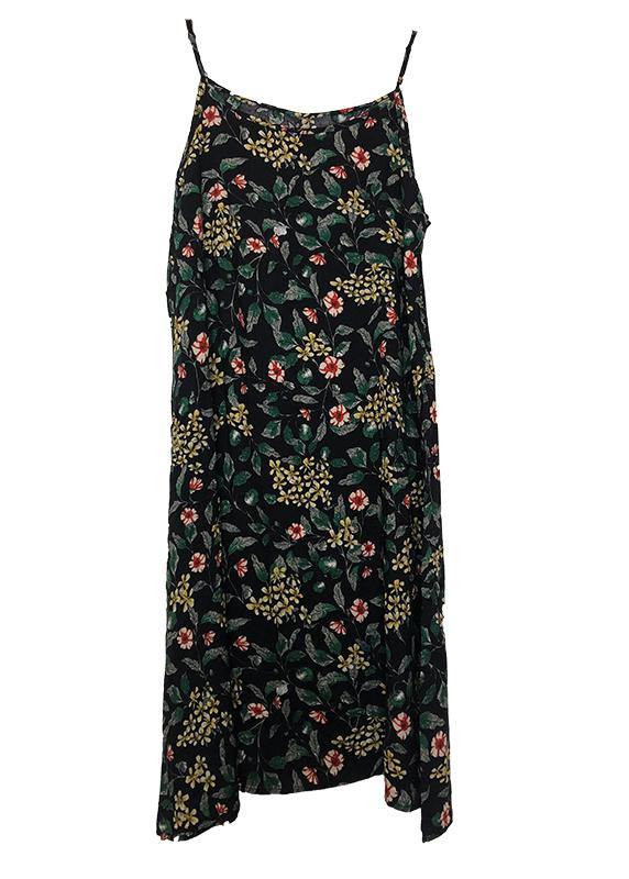 Classy Black Geometric A Line camisole Cotton Spaghetti Strap Dress - Image 4