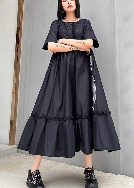 Classy White polka dots cotton clothes o neck Cinched cotton robes summer Dresses - Image 3
