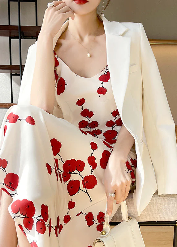 Classy Black V Neck Dot Print Silk Maxi Slip Dress Summer - Image 4