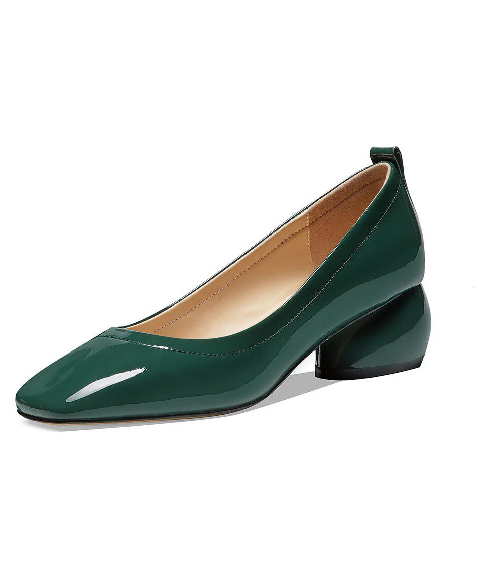 Classy Blackish Green Cowhide Leather Chunky Shoes - Image 5