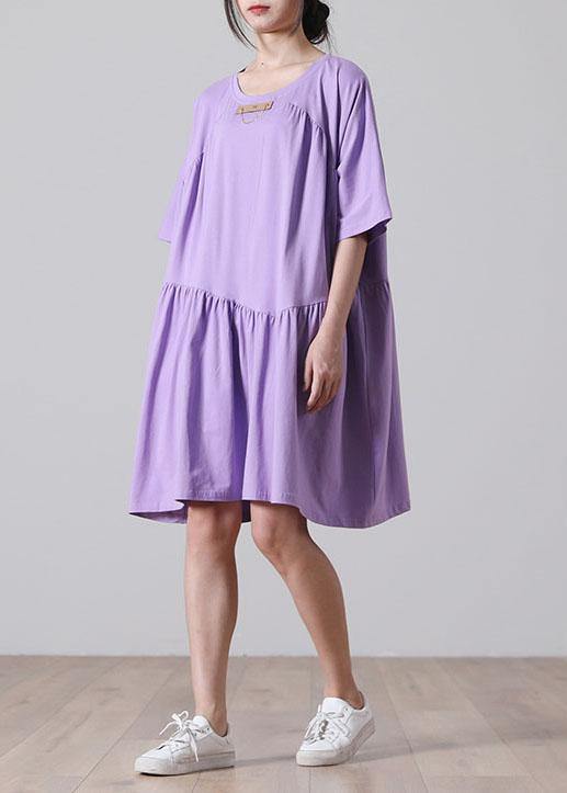 Classy Blue Cinched  Long Summer Cotton Dress - Image 2