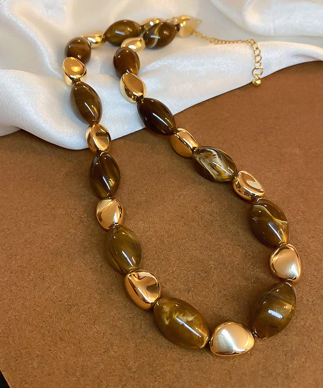 Classy Brown Elliptic Acrylic Collar Necklace - Image 2