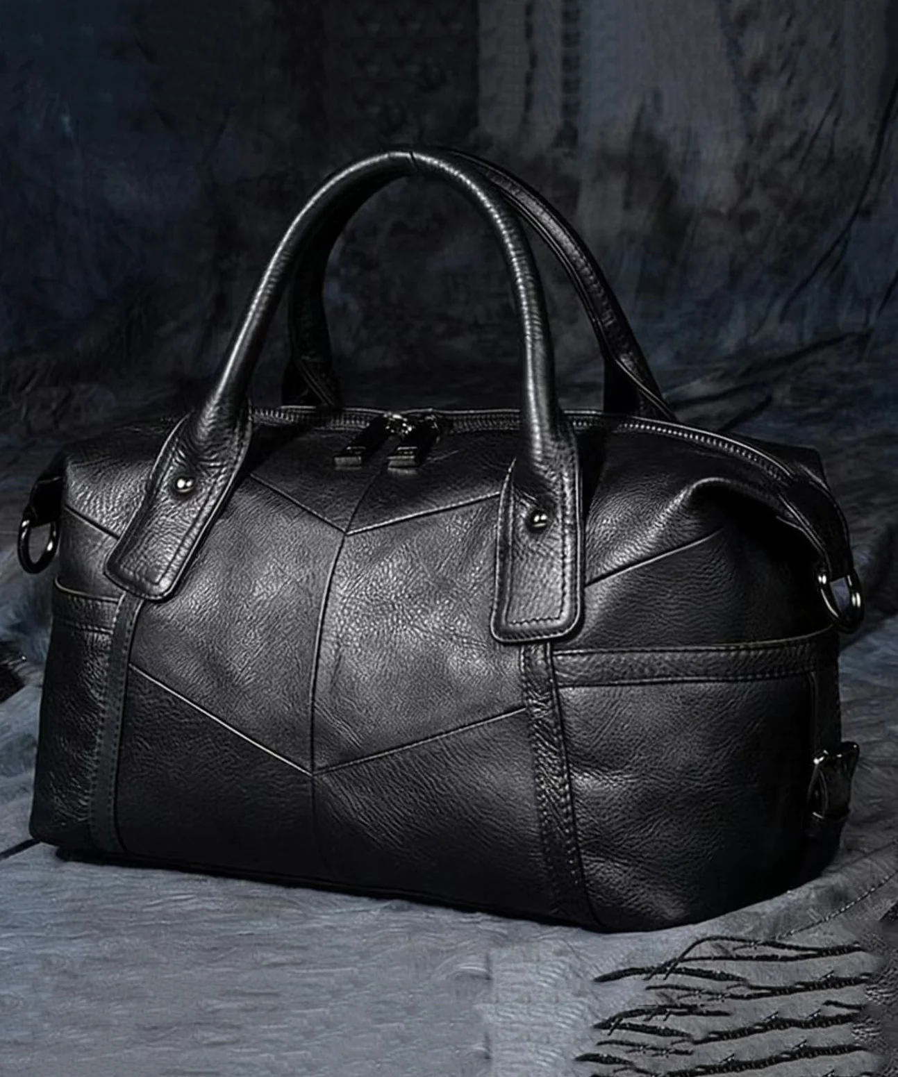 Classy Brown Large Capacity Calf Leather Tote Bag - Image 2