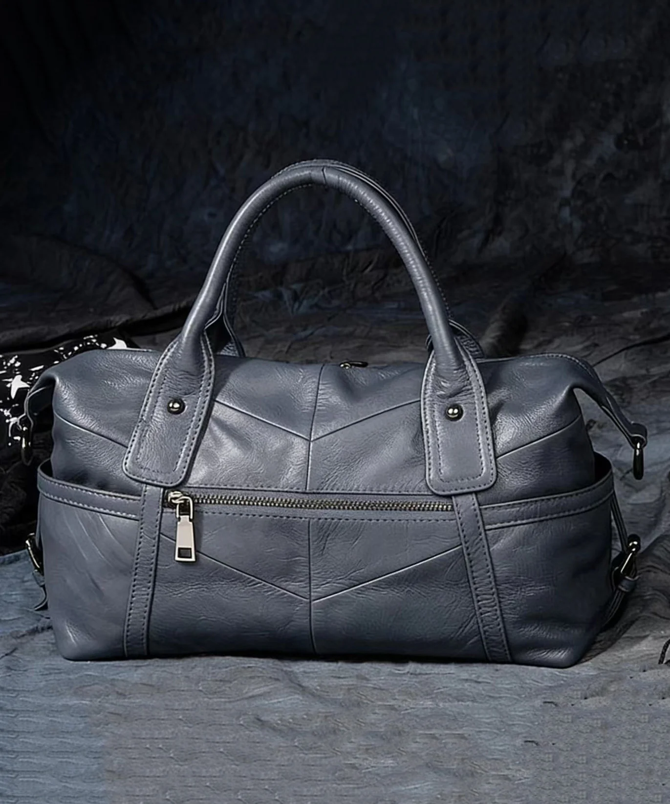 Classy Brown Large Capacity Calf Leather Tote Bag - Image 3
