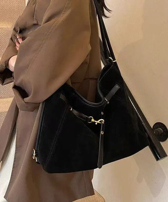 Classy Brown Solid Durable Fine Suede Women Handbags - Image 4