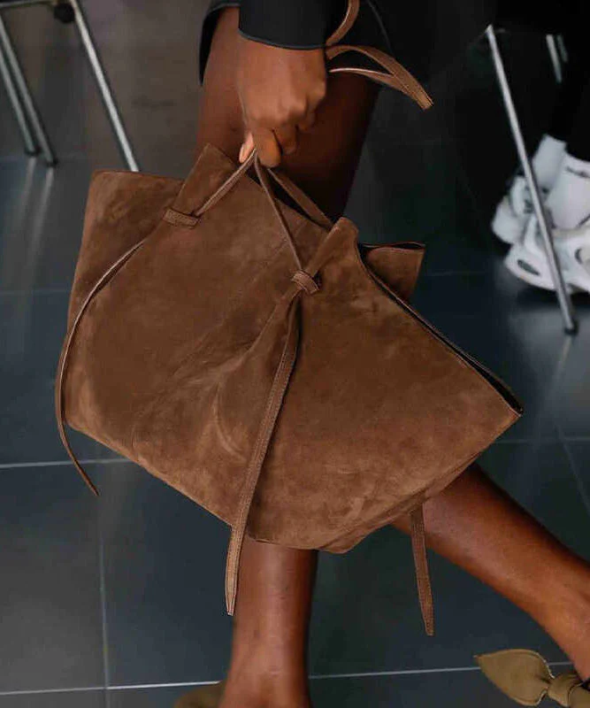 Classy Chocolate Sector Large Capacity Suede Shoulder Bags - Image 2