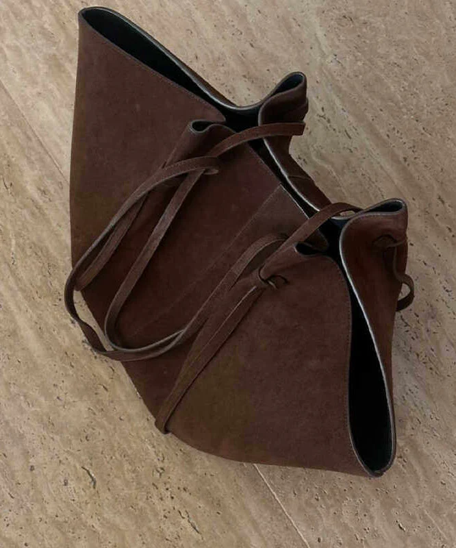 Classy Chocolate Sector Large Capacity Suede Shoulder Bags - Image 4