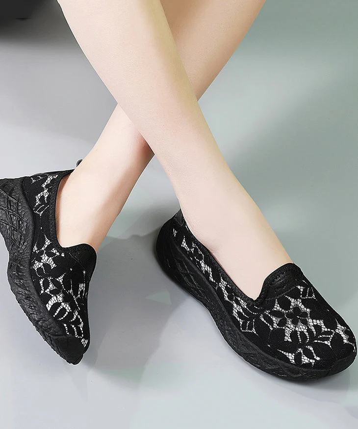 Classy Cotton Fabric Flats Black Flat Shoes For Women - Image 3