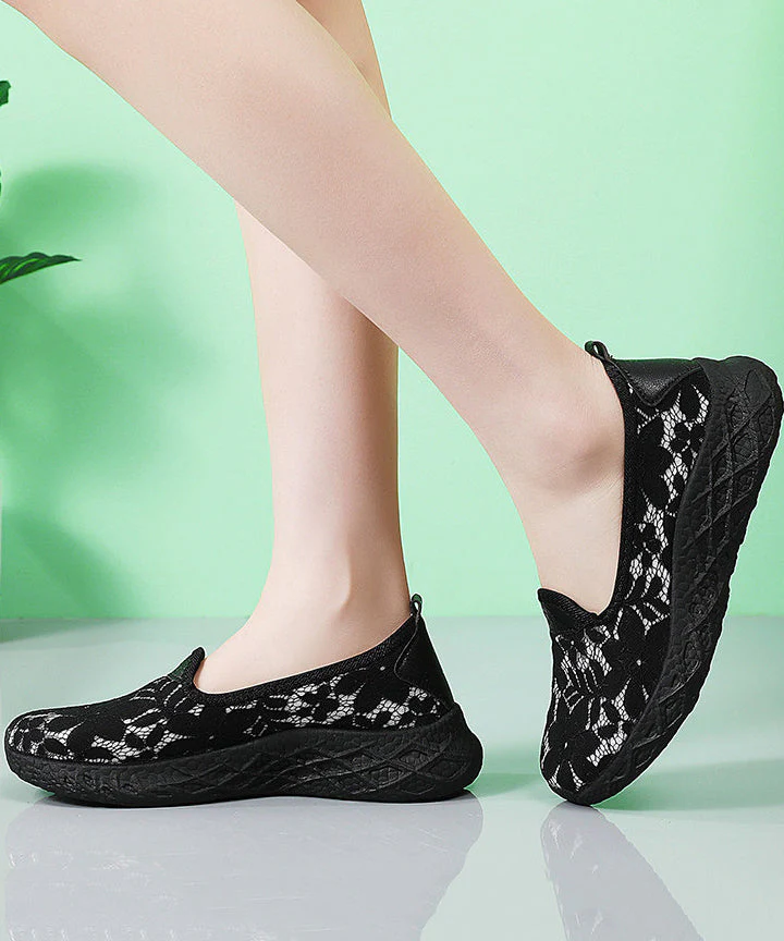 Classy Cotton Fabric Flats Black Flat Shoes For Women - Image 5