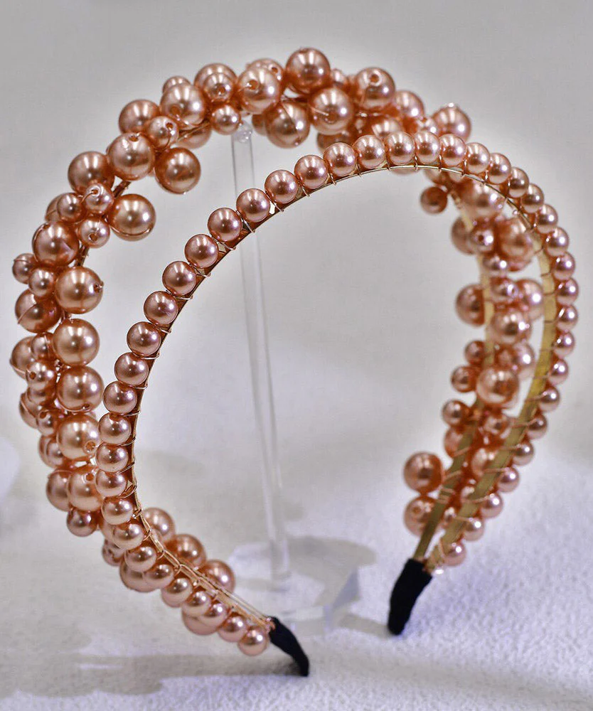 Classy Gold Acrylic Pearl Beadin HairPiece - Image 2