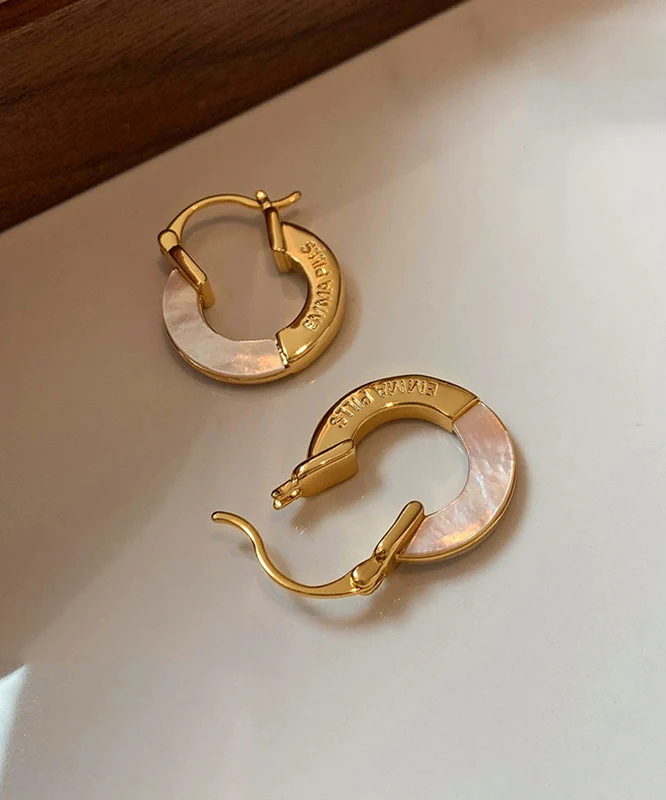 Classy Gold Copper Overgild Fritillary Bulb Hoop Earrings - Image 5