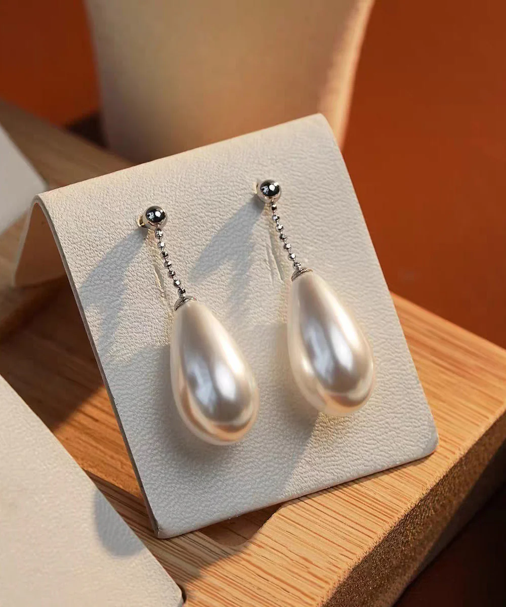 Classy Gold Copper Overgild Pearl Drop Earrings - Image 2