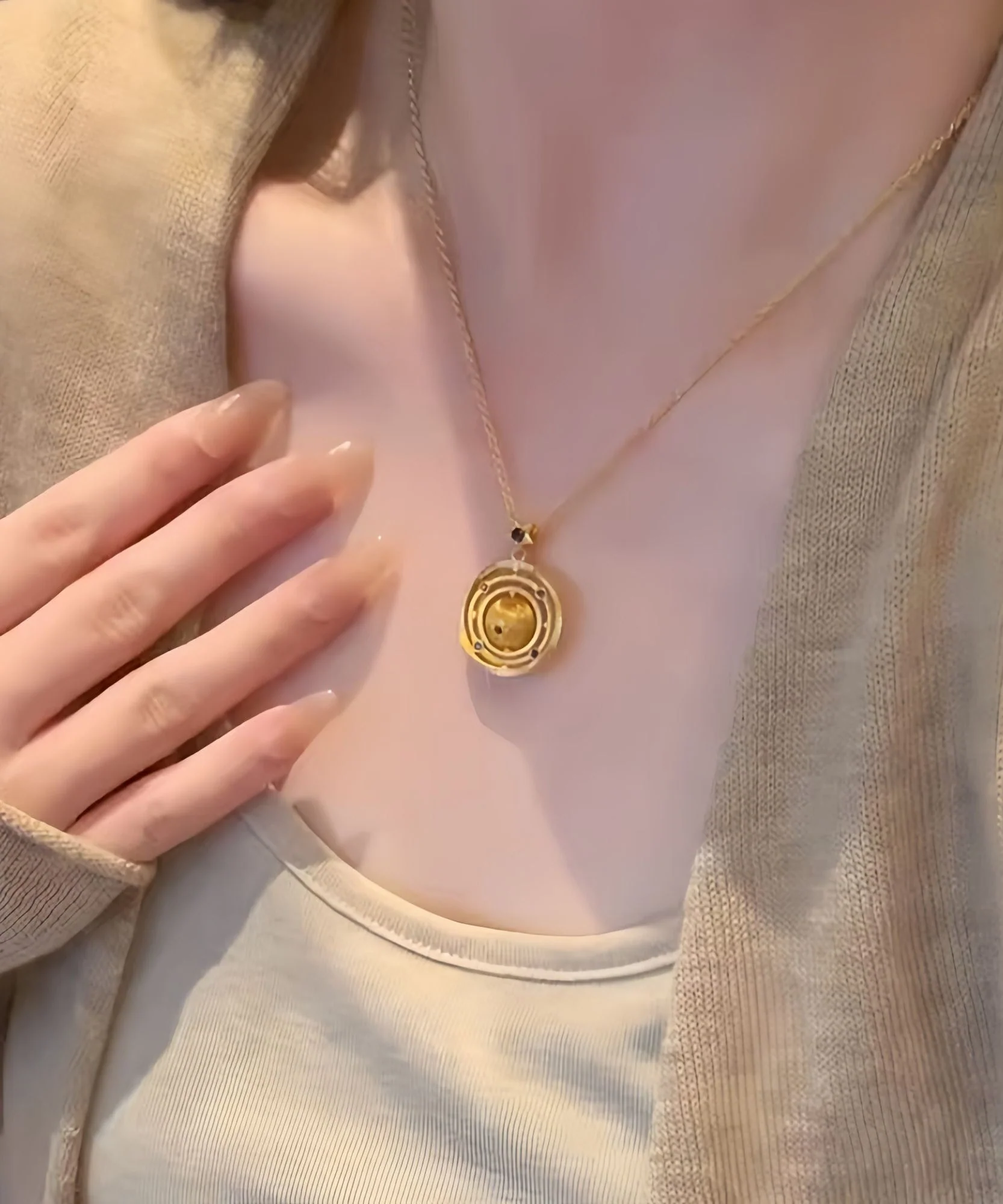 Classy Gold Sterling Silver Overgild Little Planet Rotatabl Pendant Necklace - Image 4