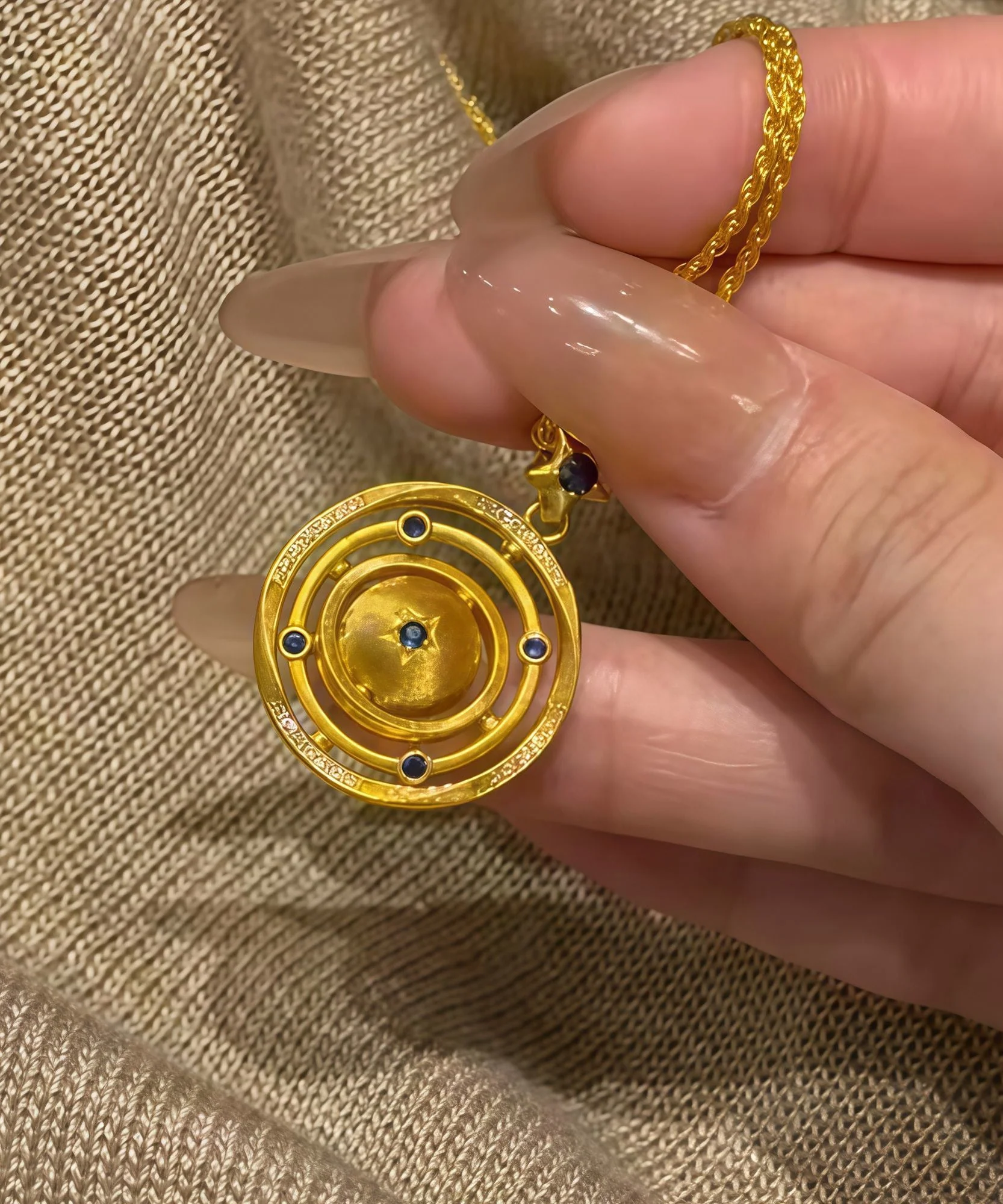 Classy Gold Sterling Silver Overgild Little Planet Rotatabl Pendant Necklace - Image 5