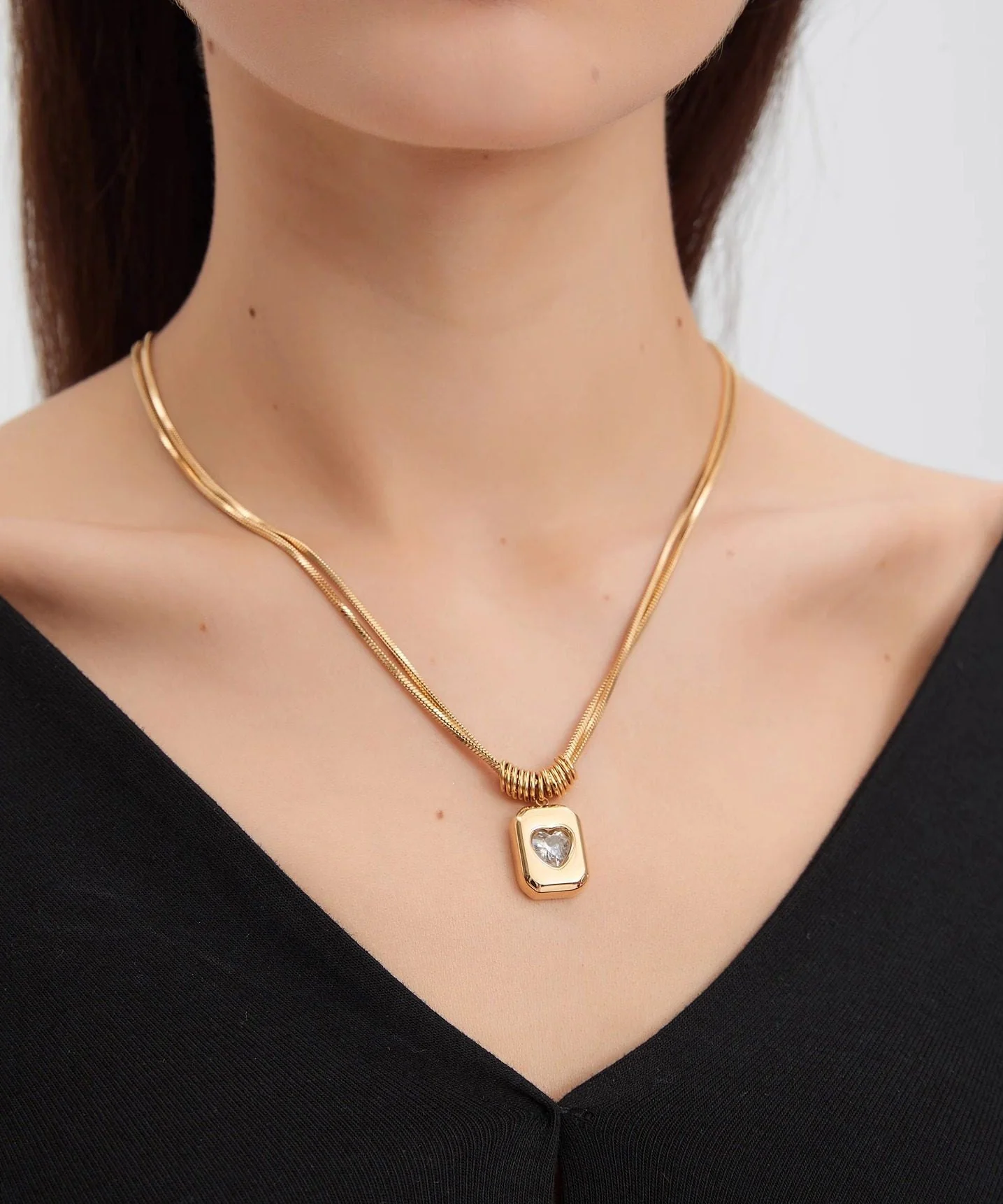 Classy Golden High Quality Zircon Tungsten Steel Lariat Necklace - Image 2