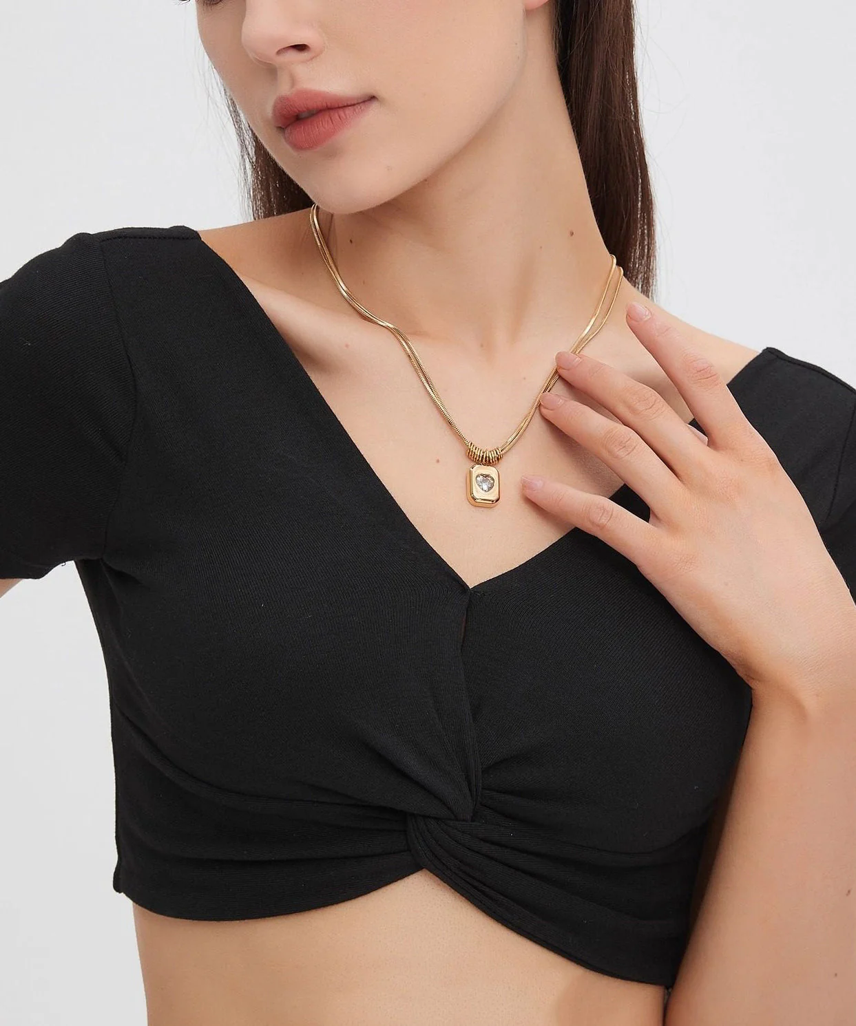 Classy Golden High Quality Zircon Tungsten Steel Lariat Necklace - Image 3