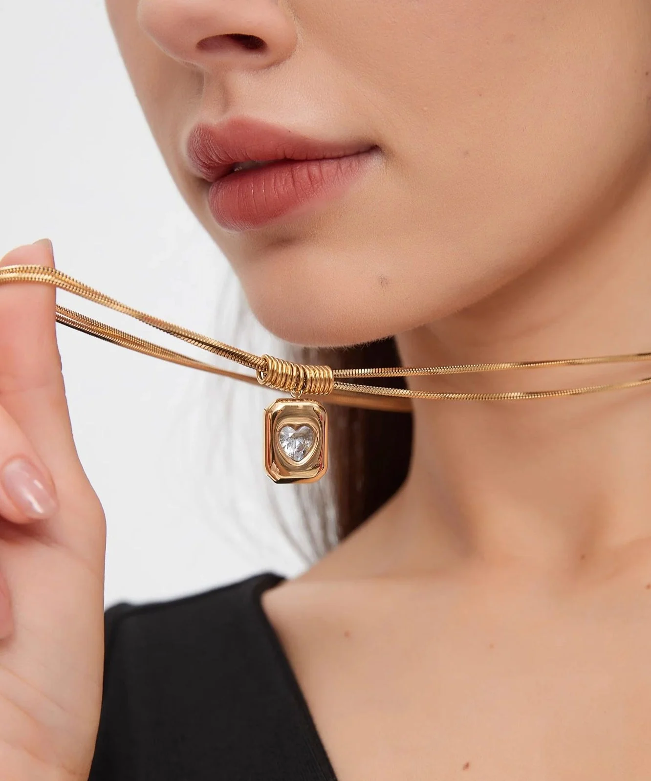 Classy Golden High Quality Zircon Tungsten Steel Lariat Necklace - Image 4