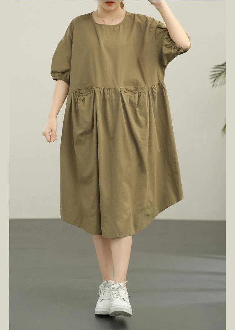 Classy Green Cotton Patchwork Summer Robe Dresses - Image 2