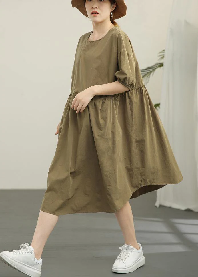 Classy Green Cotton Patchwork Summer Robe Dresses - Image 3