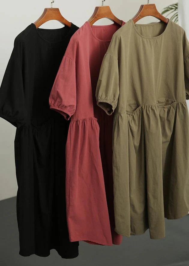 Classy Green Cotton Patchwork Summer Robe Dresses - Image 5