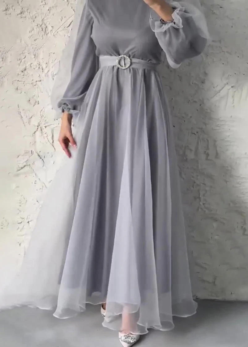 Classy Green Half High Neck Tulle Long Dresses Spring - Image 5