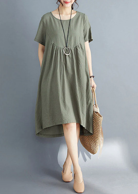 Classy Green Loose Maxi Dresses Short Sleeve - Image 3
