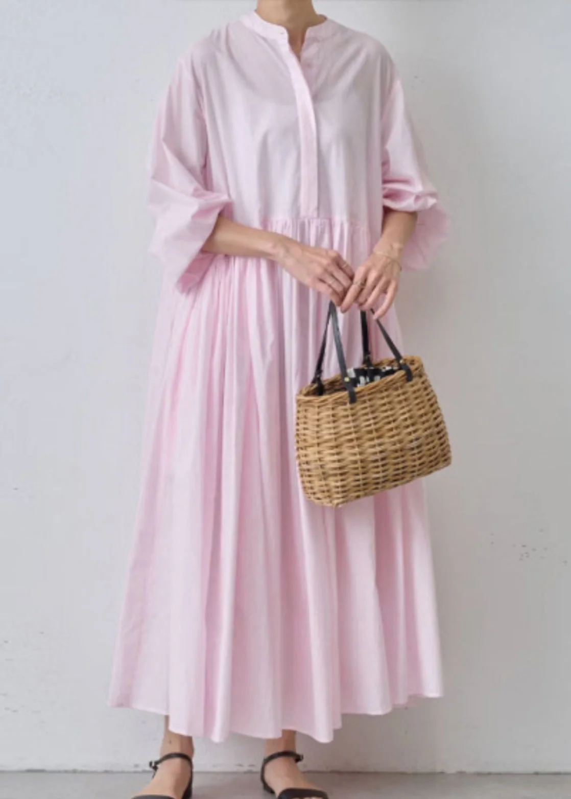Classy Grey Wrinkled Solid Cotton Shirts Dress Spring - Image 2