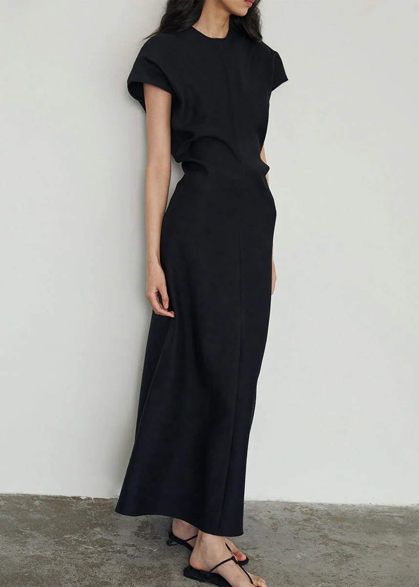 Classy Khaki O Neck Slim Fit Cotton Long Dresses Summer - Image 4