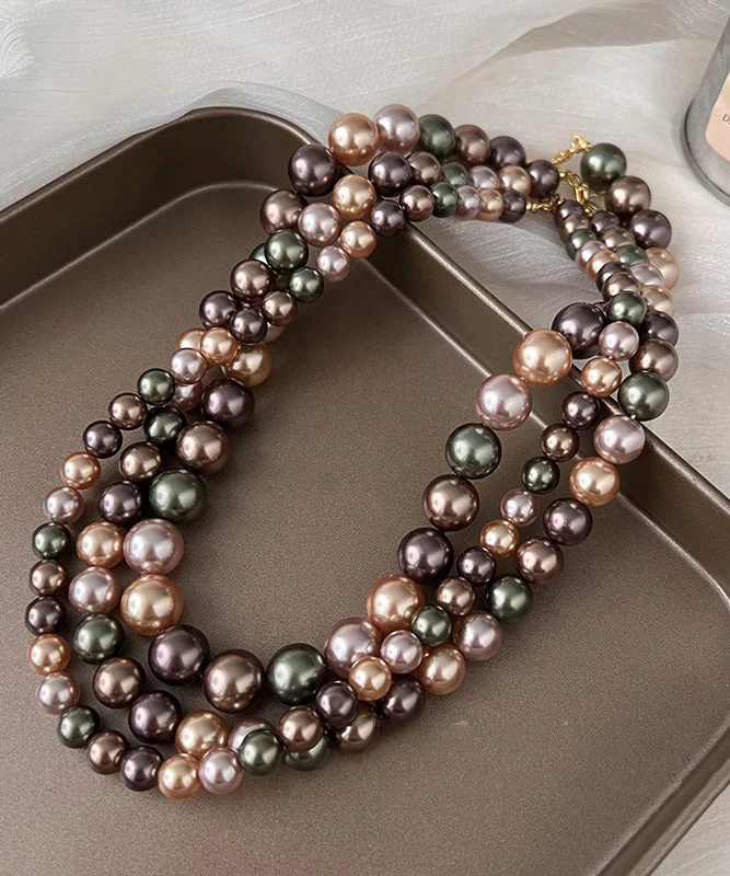 Classy Multicolour Pearl High Quality Collar Necklace - Image 3