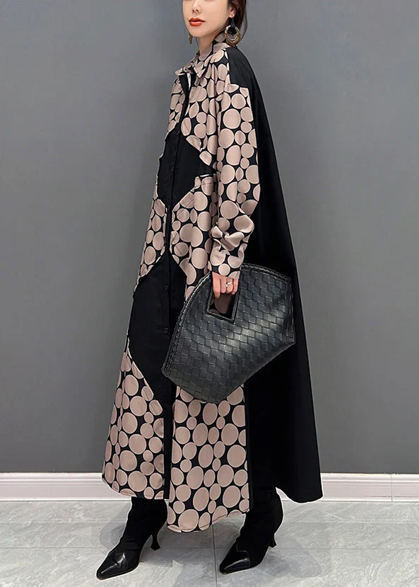 Classy Peter Pan Collar Dot Button Vacation Maxi Shirts Dresses Spring - Image 4