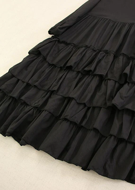 Classy Pink Solid O-Neck Ruffled Cotton Long Dress Long Sleeve - Image 5